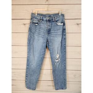 Old Navy Womens Blue Extra High Rise Distressed Curvy Straight Leg Jeans Size 14